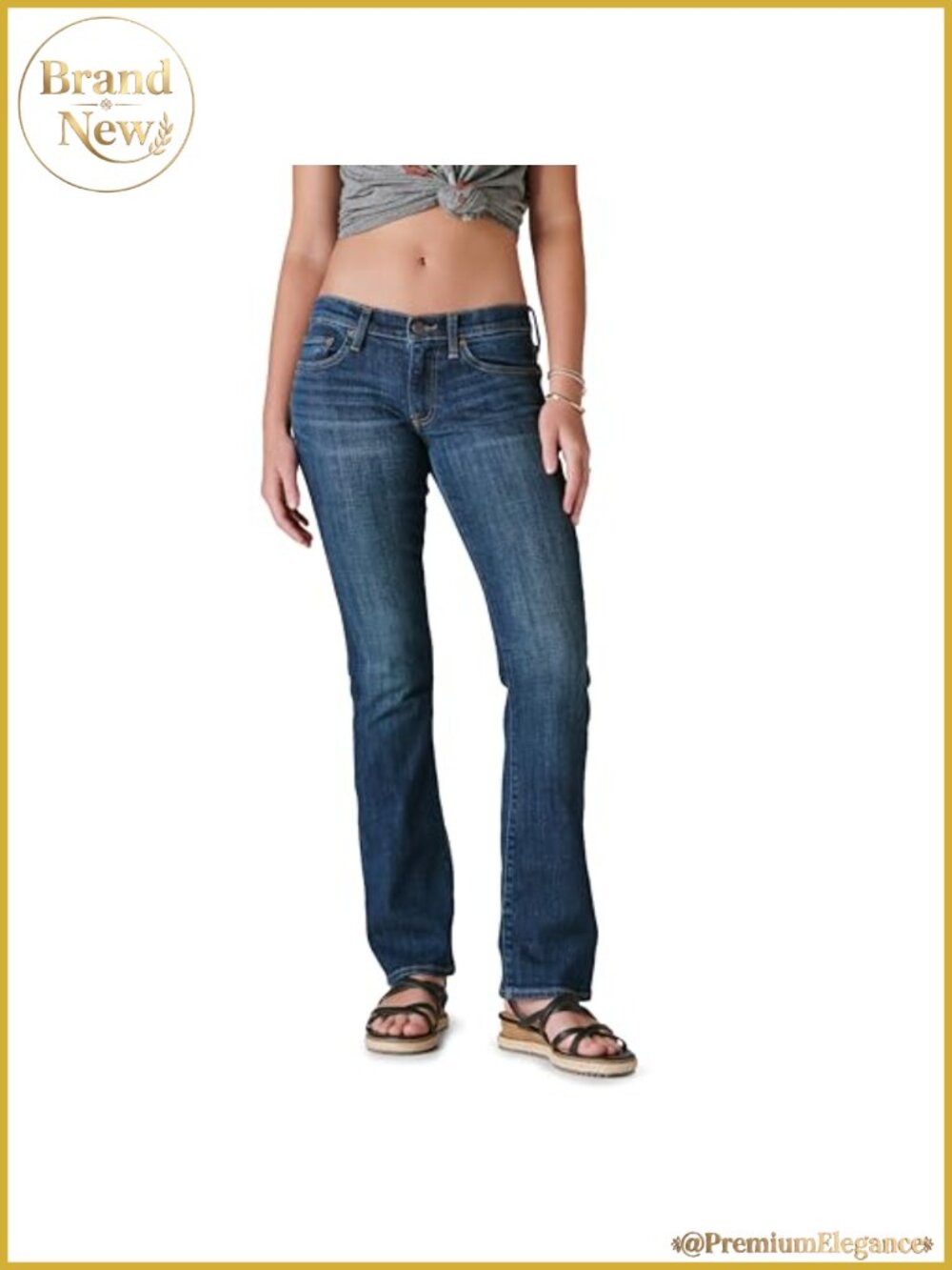 Mid Rise Bootcut Jeans Stretch Cotton Women's Denim